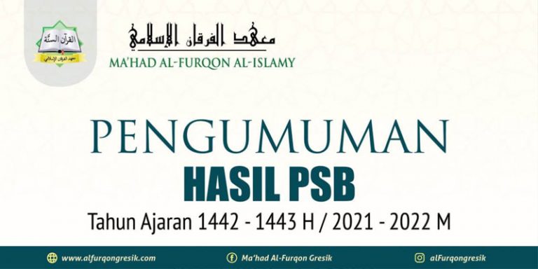 Pengumuman Hasil PSB Ma’had AlFurqon Tahun Ajaran 1442